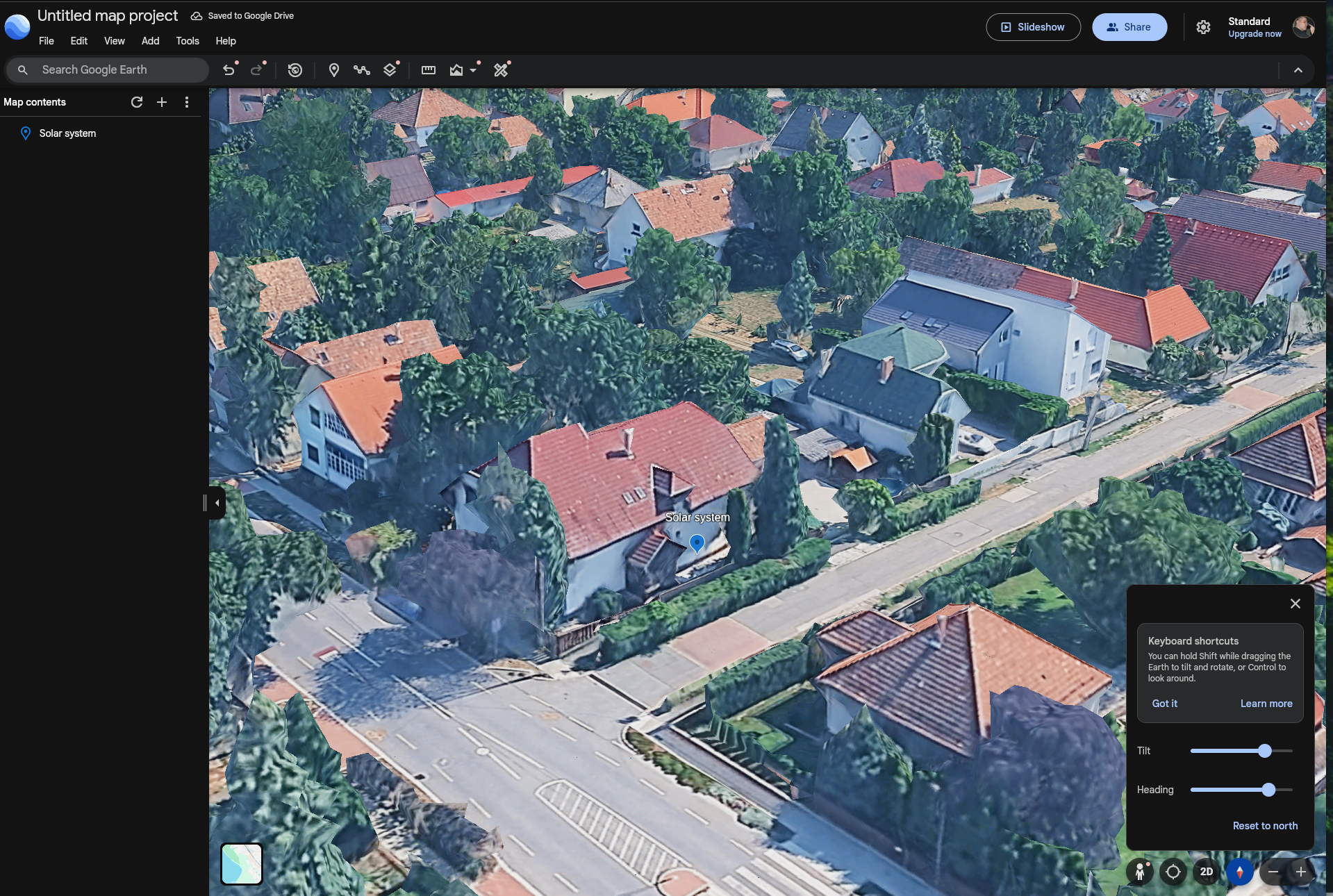 Google Earth nézet a házról 180 fokos irányból