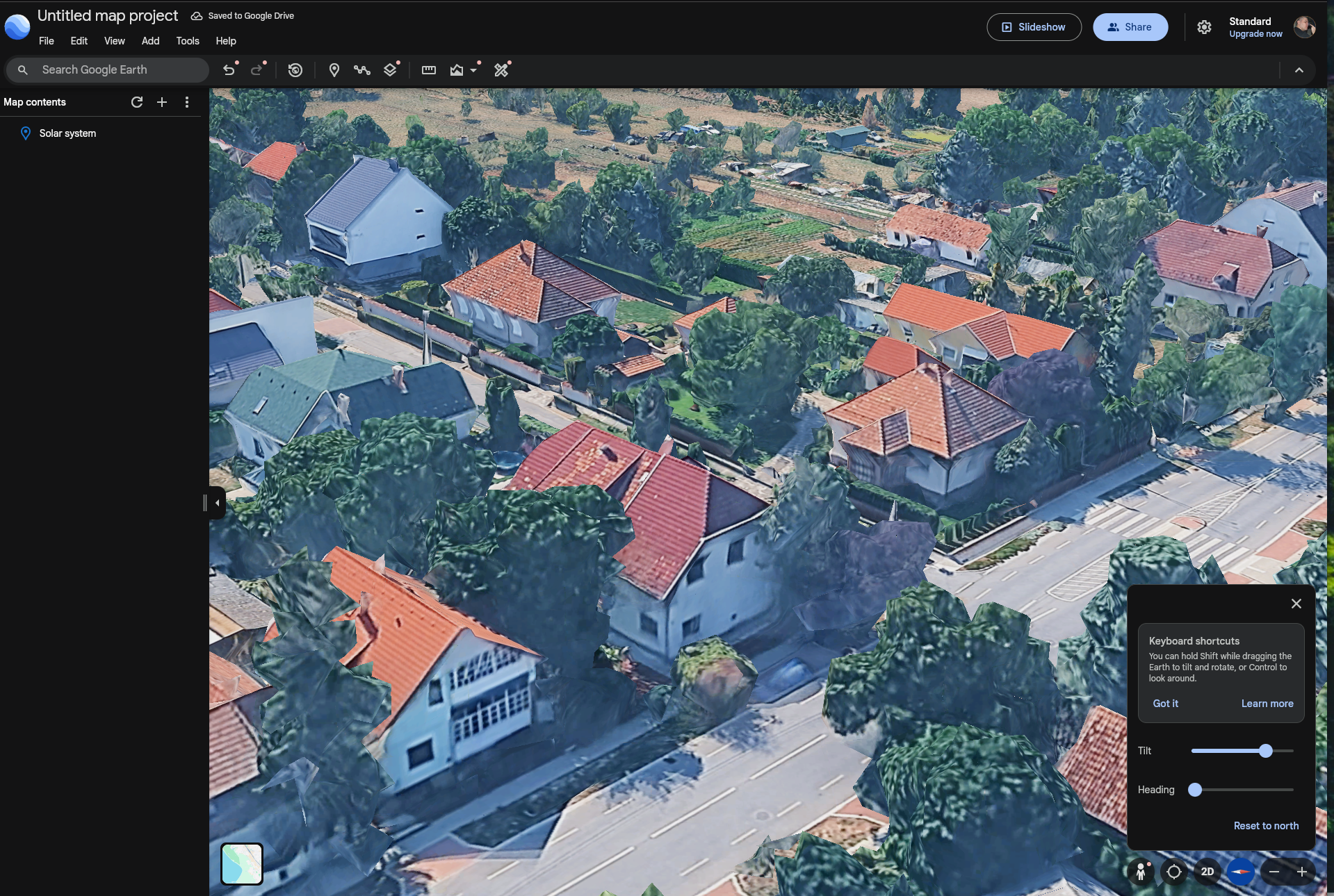 Google Earth nézet a házról 270 fokos irányból